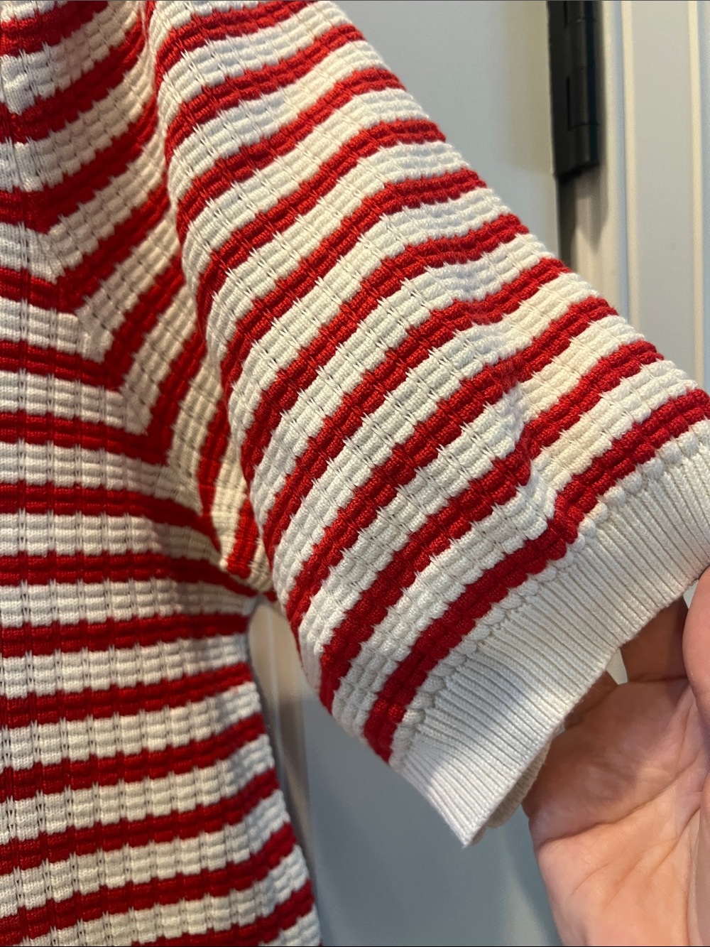 Draper James Red and White Striped Short-Sleeve Sweater - Picture 3 of 7